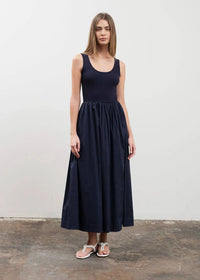 Maire Sweater Top Midi Dress - Navy