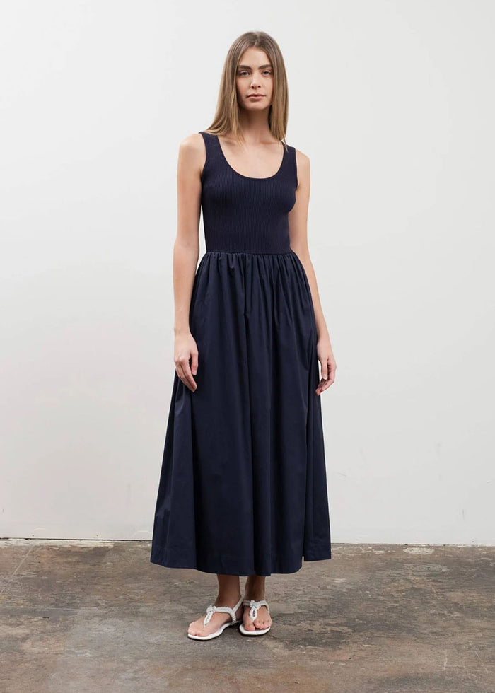 Maire Sweater Top Midi Dress - Navy