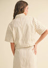 Maris Short Sleeve Striped Jacket - Toffee