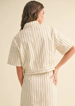 Maris Short Sleeve Striped Jacket - Toffee