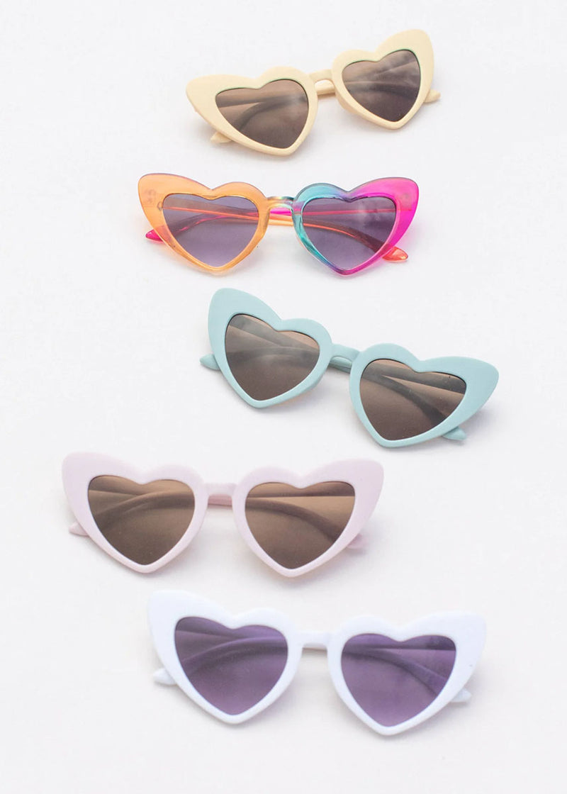 Kids Retro Heart Sunglasses - White