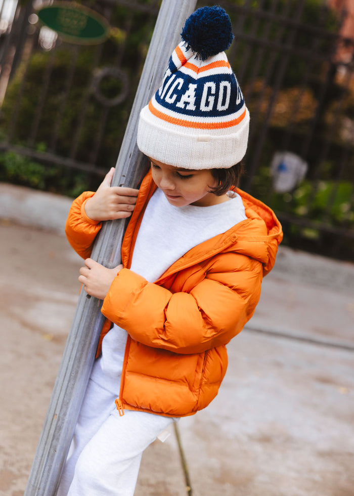Toddler Mad Hatter Chicago Varsity Beanie - Navy & Orange
