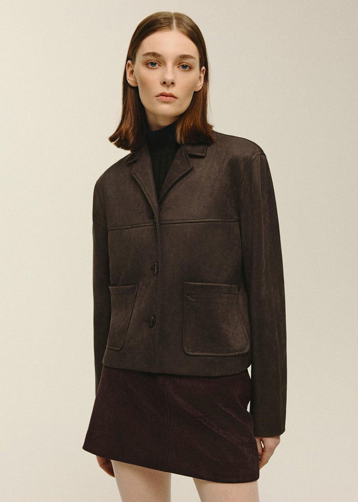 Beau Vegan Suede Jacket - Deep Mahogany