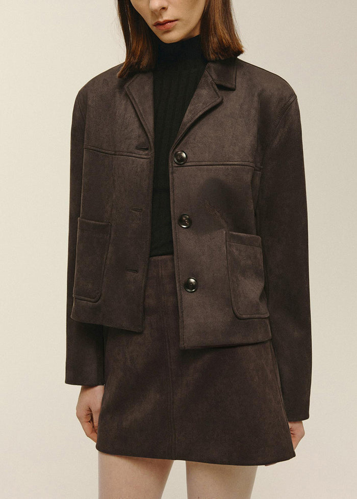 Beau Vegan Suede Jacket - Deep Mahogany