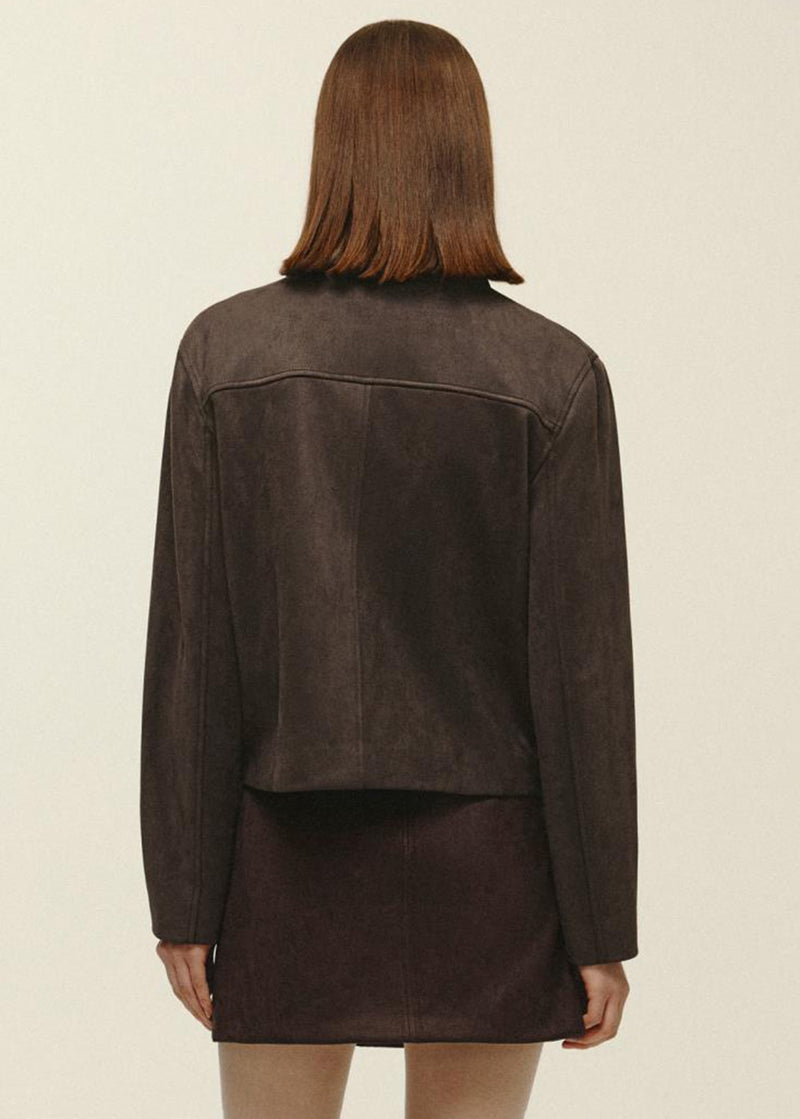 Beau Vegan Suede Jacket - Deep Mahogany