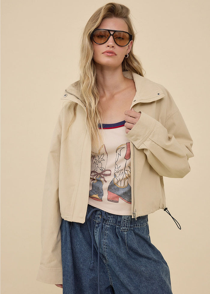 Jules Zip Up Jacket - Light Beige