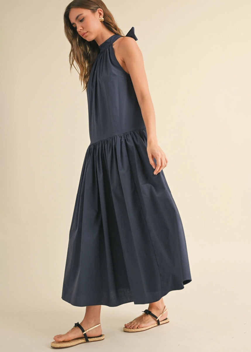 Pearce Bow Back Midi Dress - Navy