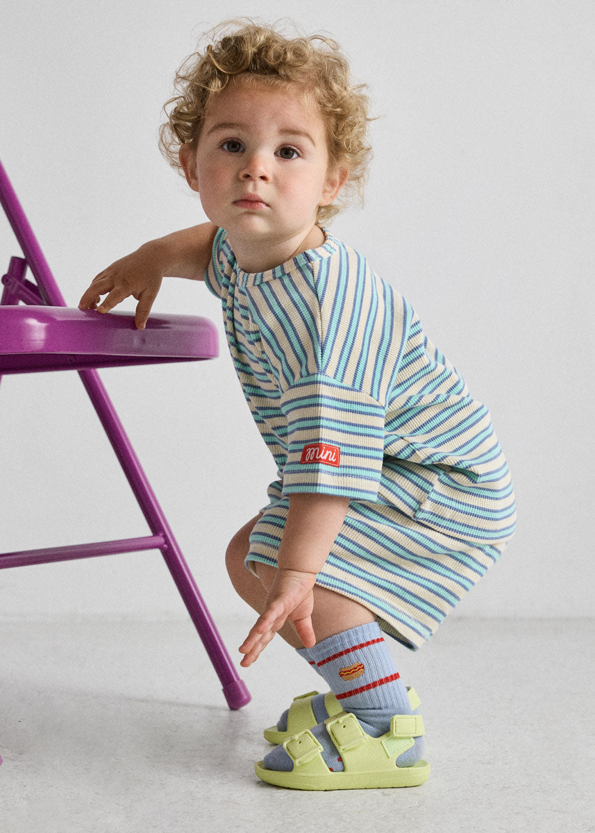 Waffle Striped Oversized Set - Blue Multi