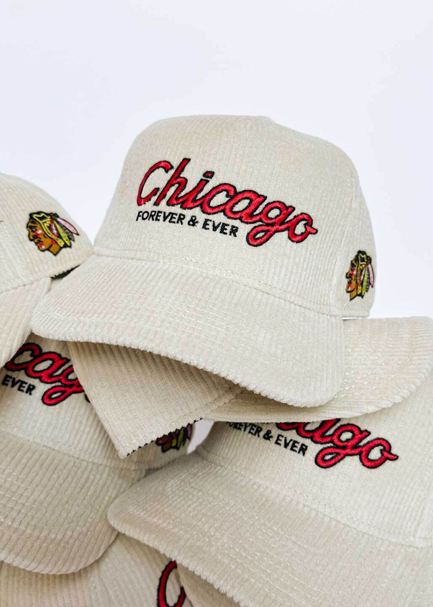 Chicago Forever Wide Whale Cord Hat - Blackhawks