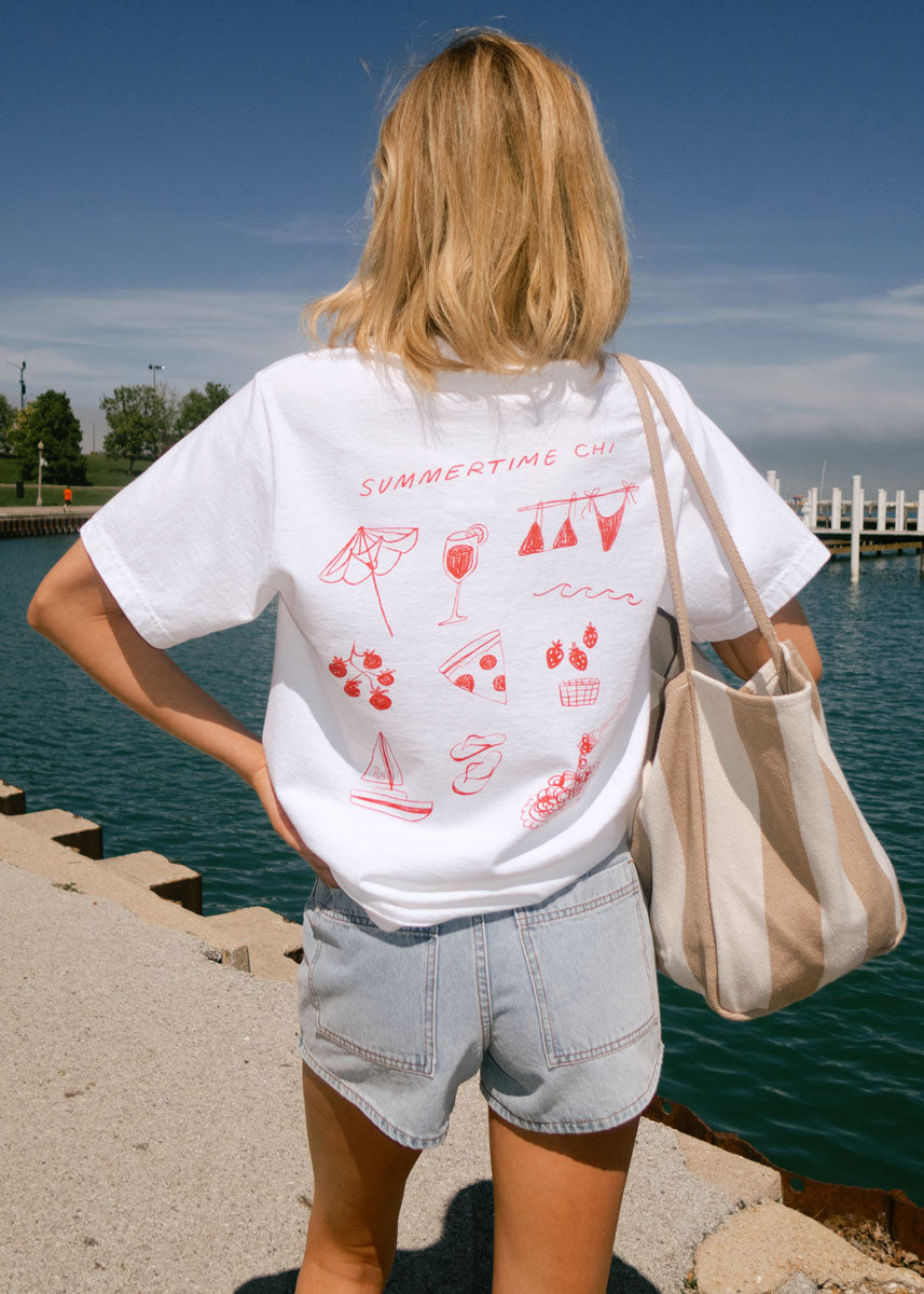Summertime Chi Sketch Icons Oversized Tee