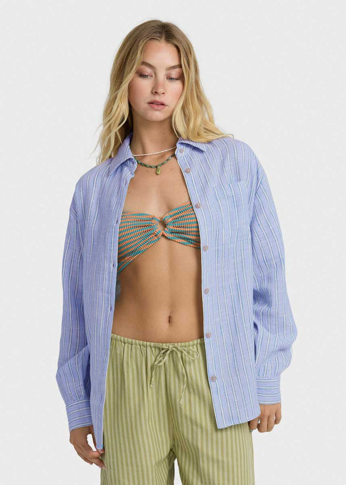 Wanderer Printed Long Sleeve Top - Twilight Blue