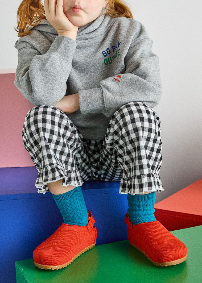 Gingham Ruffle Hem Pant - Black & White