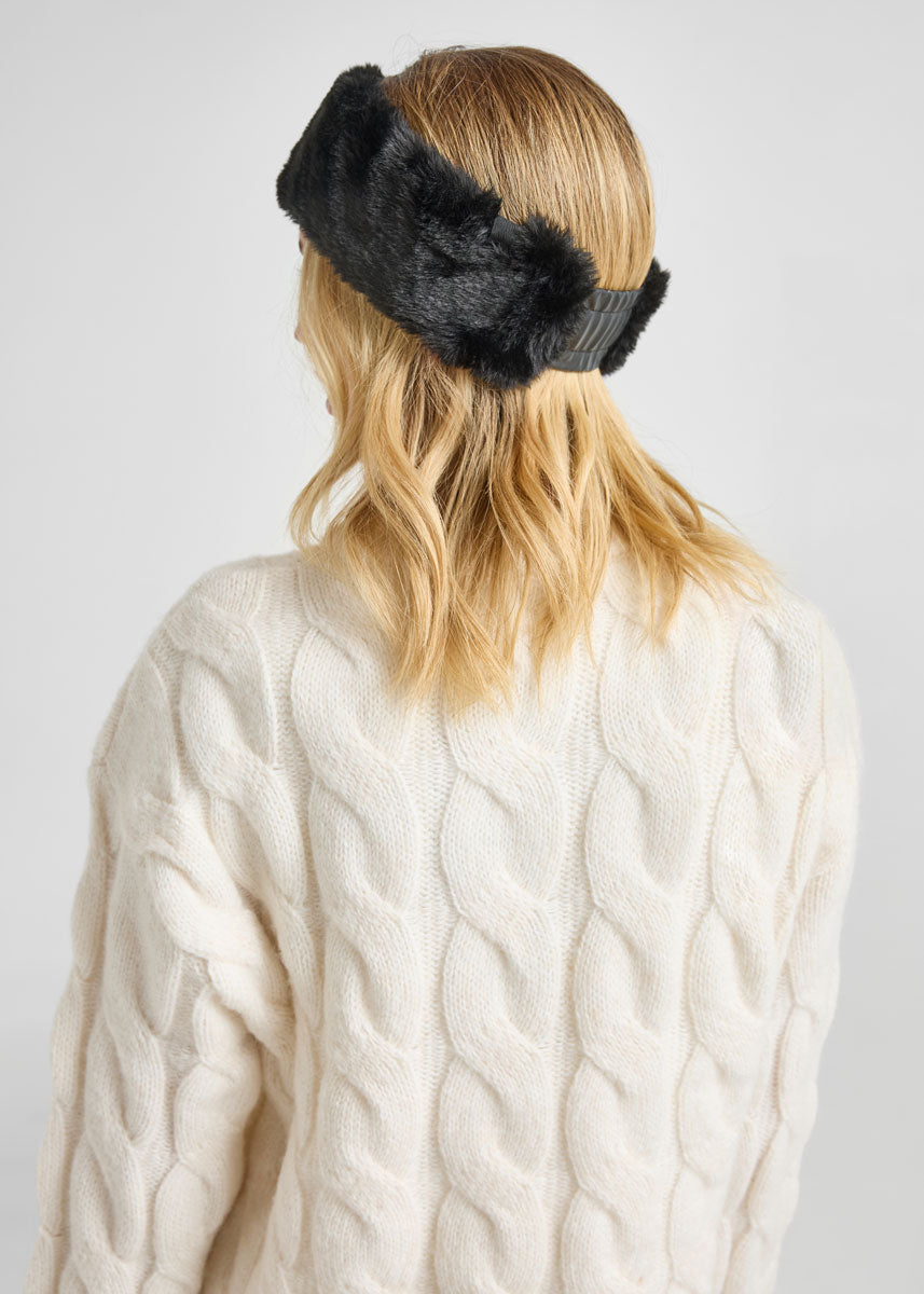 Mad Hatter Faux-Fur Headband - Black