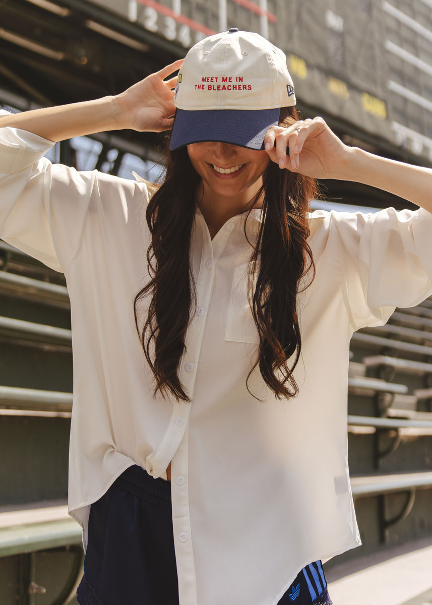 Meet Me In The Bleachers Dad Hat - Ivory & Navy