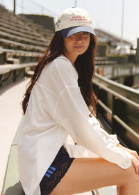 Meet Me In The Bleachers Dad Hat - Ivory & Navy