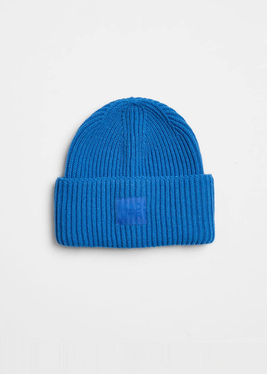 Adult Mad Hatter Ribbed Knit Beanie - Cobalt