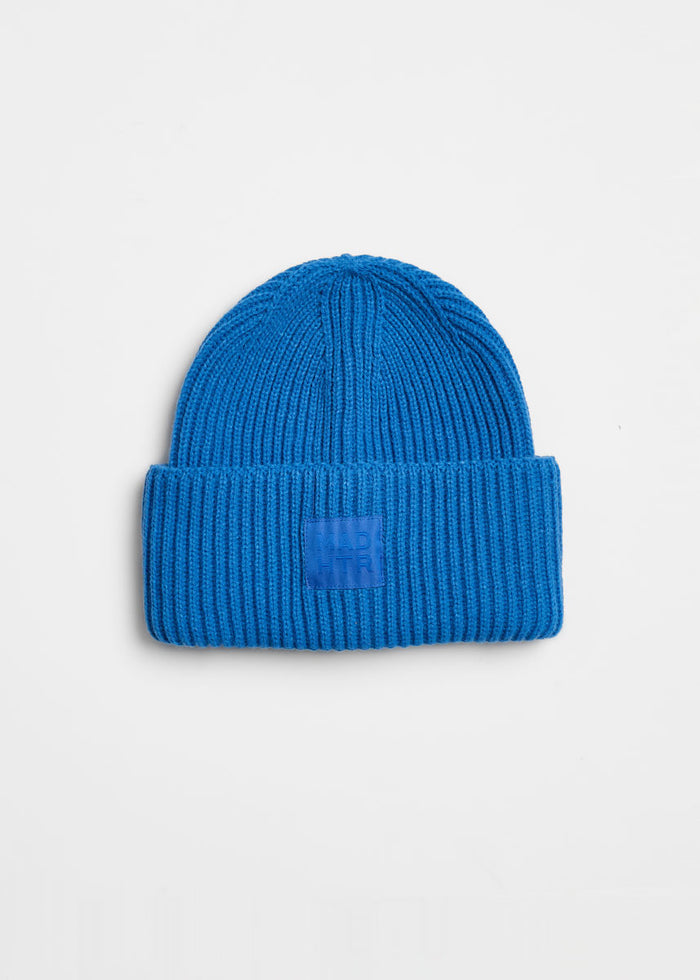 Adult Mad Hatter Ribbed Knit Beanie - Cobalt