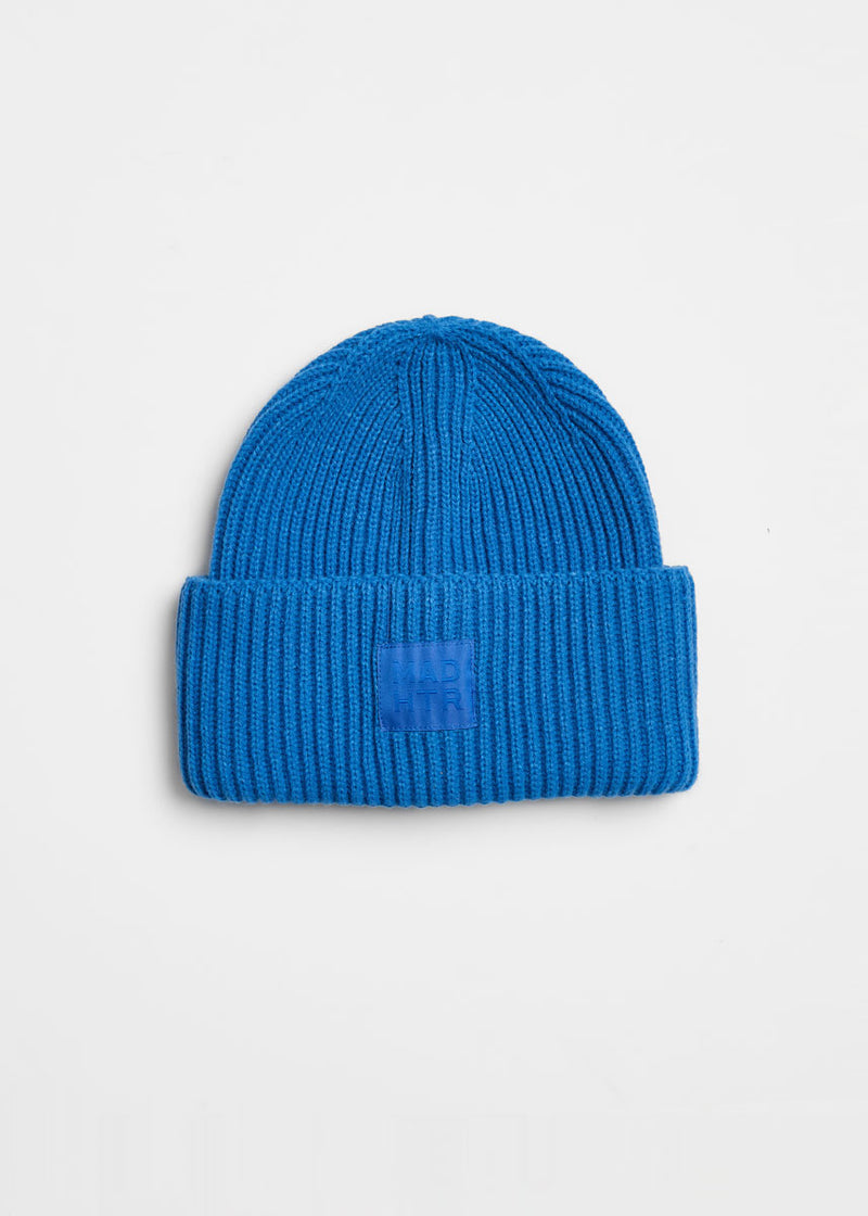 Adult Mad Hatter Ribbed Knit Beanie - Cobalt
