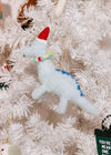 Holiday Dinosaur Ornament - Blue With Santa Hat