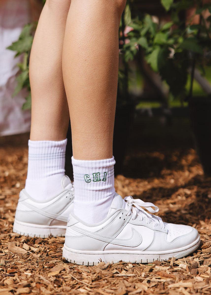 Chi Arch Stripe Crew Sock - Blue & Green