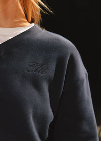 Chi Embroidered V-Neck Sweatshirt - Collegiate Blue