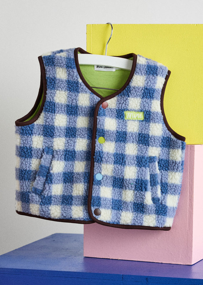 Fleece Vest - Blue Check