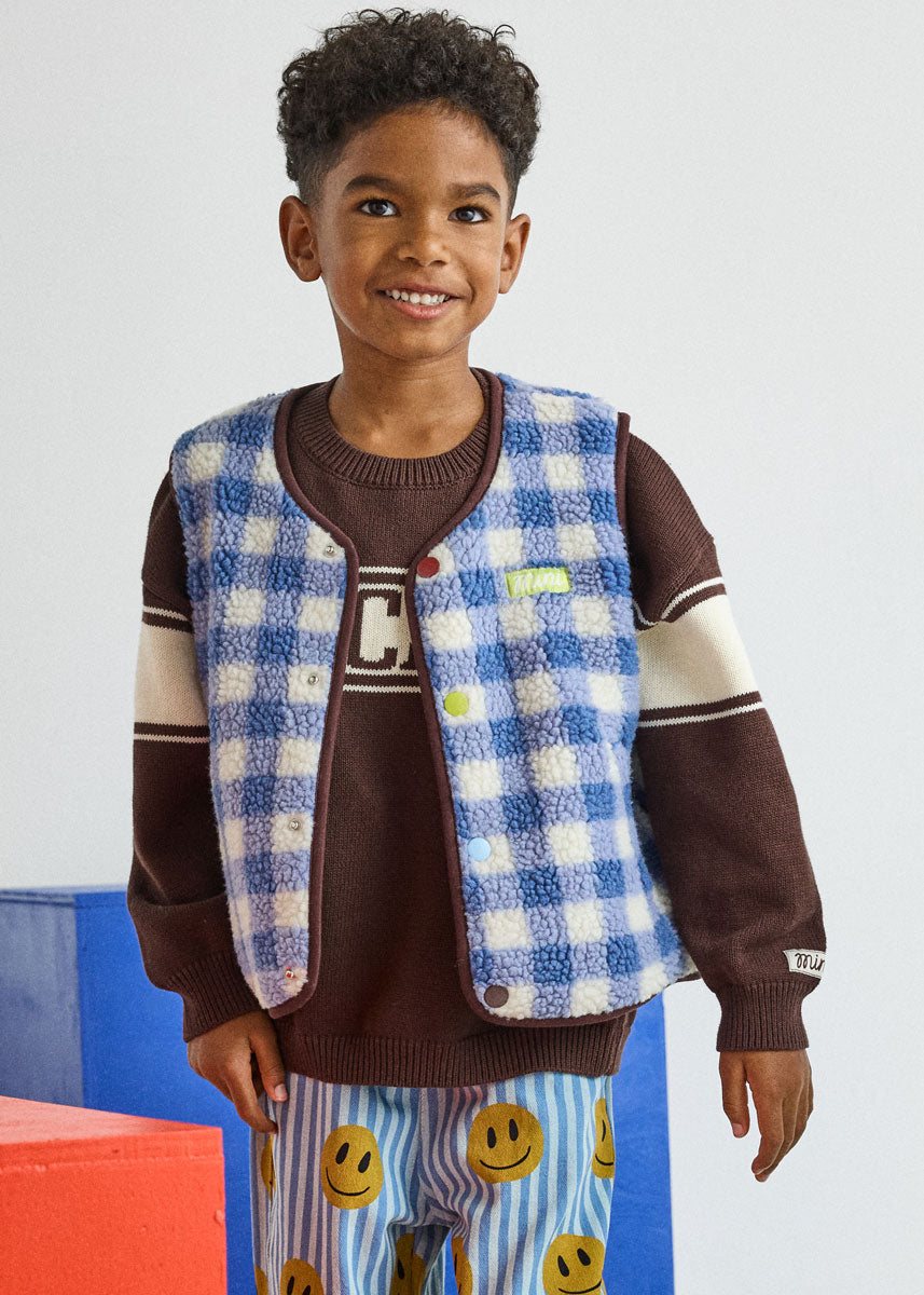 Fleece Vest - Blue Check