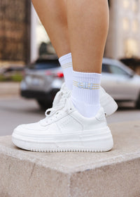 Chi Arch Stripe Crew Sock - Yellow & Blue