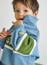 Chicago Quarter Zip Sweat Set - Blue & Green