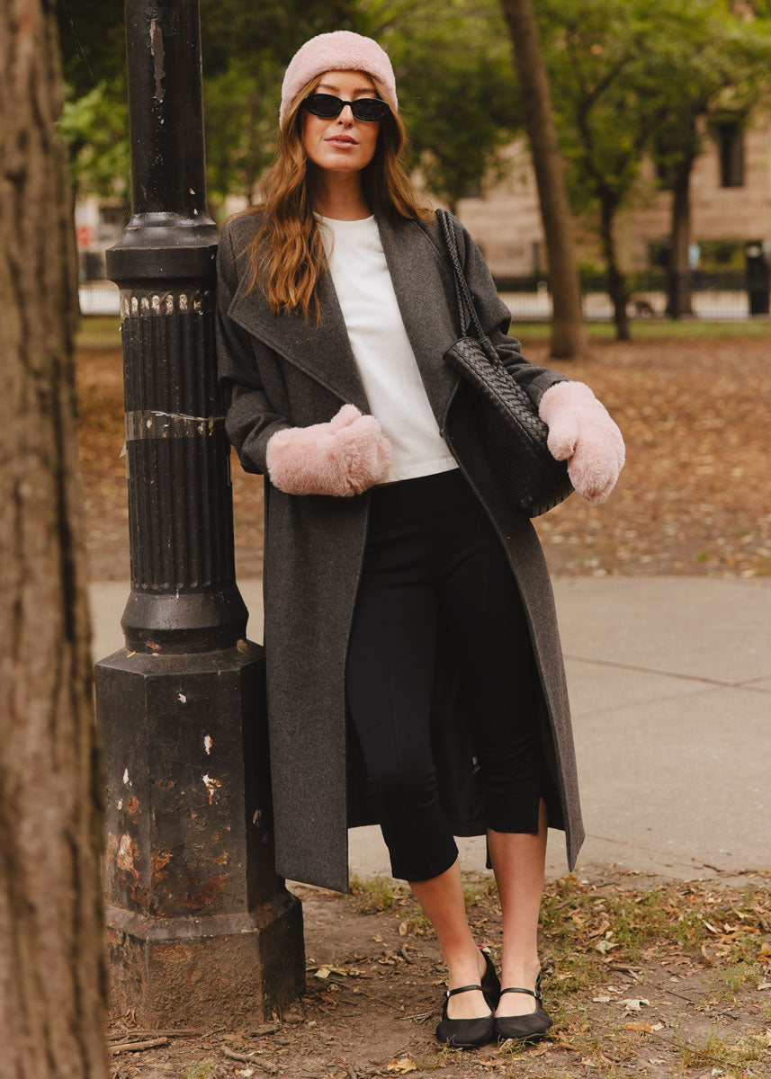 MAD HTR Faux Fur Mittens - Blush