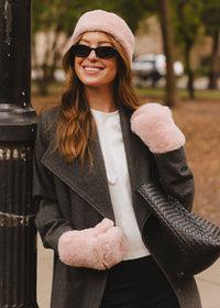 MAD HTR Faux Fur Mittens - Blush