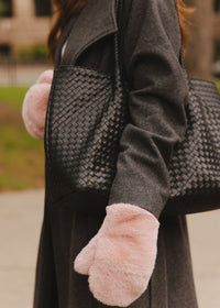 MAD HTR Faux Fur Mittens - Blush