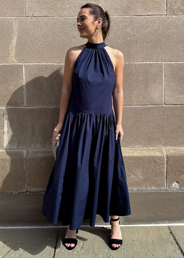 Pearce Bow Back Midi Dress - Navy