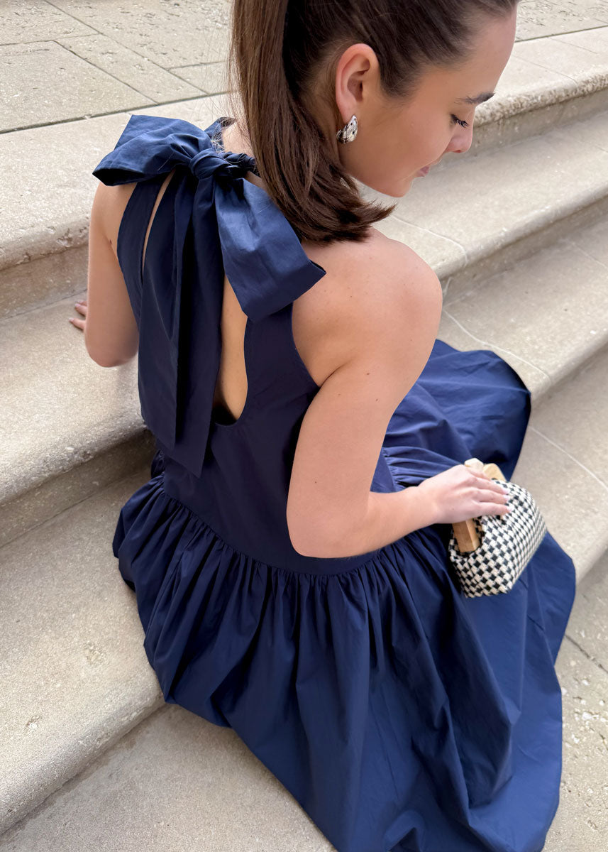 Pearce Bow Back Midi Dress - Navy