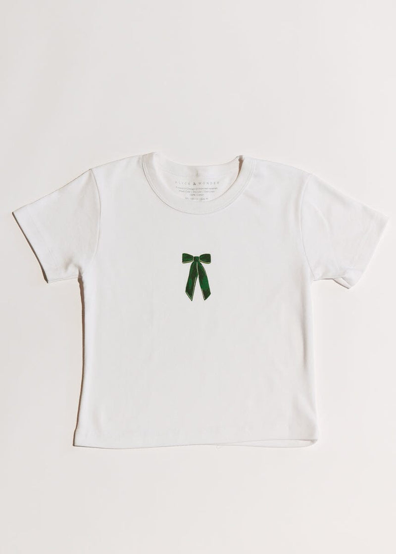 Bow Baby Tee - White & Green