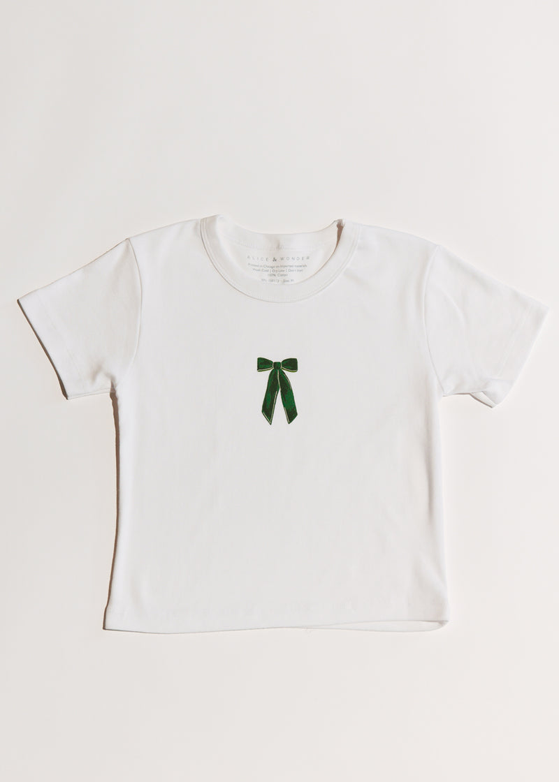 Bow Baby Tee - White & Green