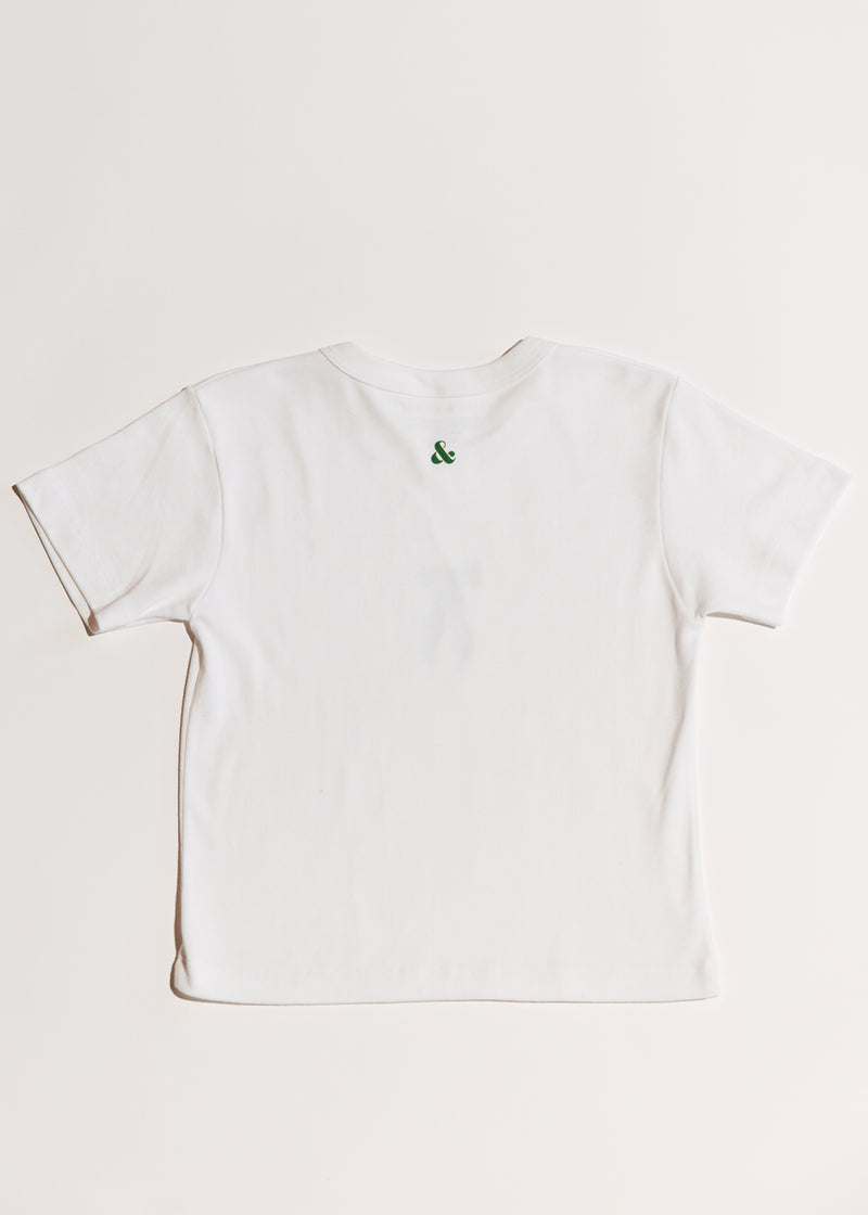 Bow Baby Tee - White & Green