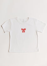 Bow Baby Tee - White & Pink