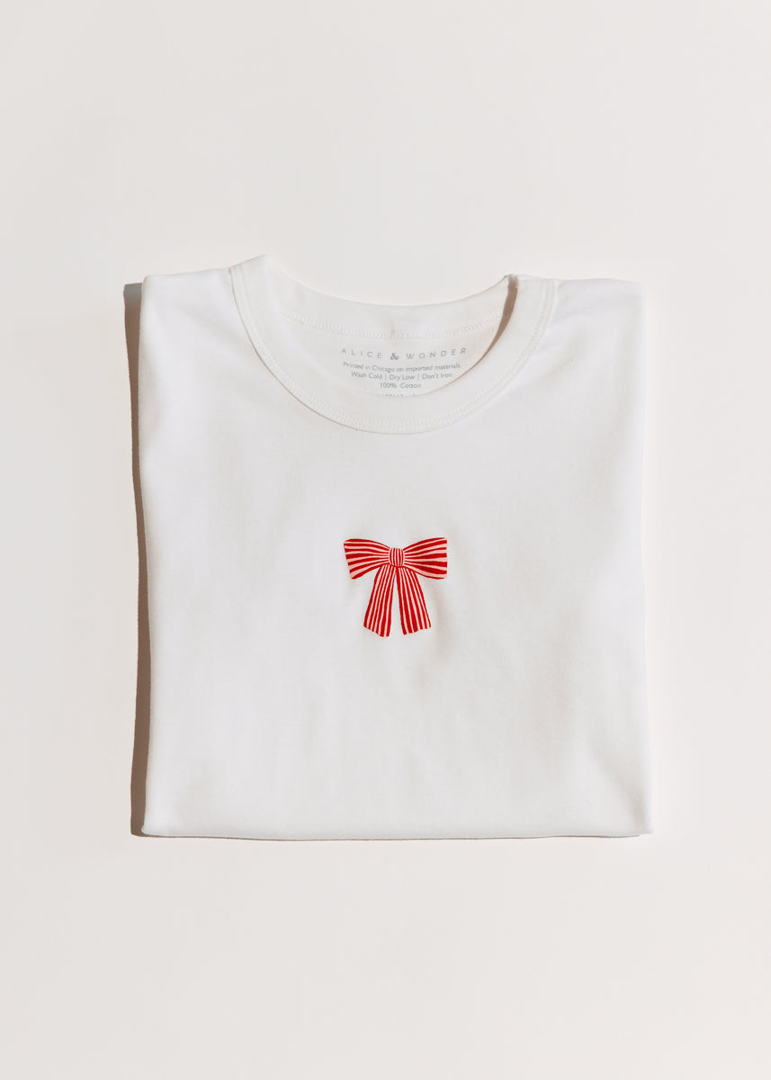 Bow Baby Tee - White & Pink