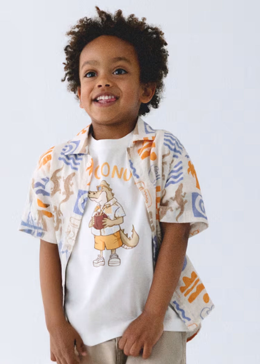 John Joe Button Down - Cream Peach