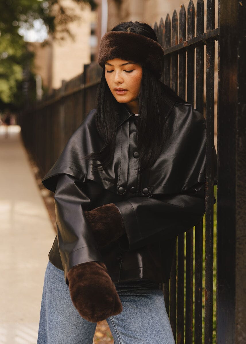 MAD HTR Faux Fur Headband - Chocolate