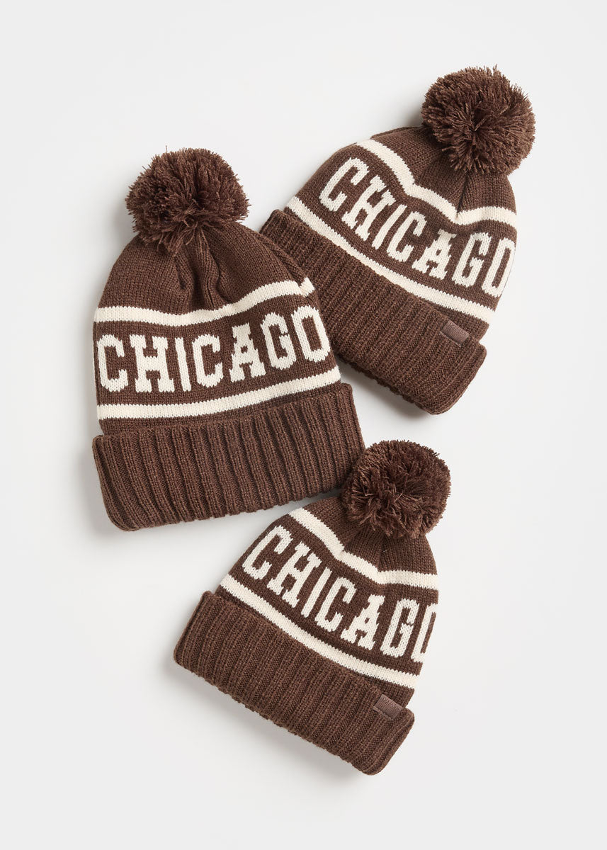 MAD HTR Chicago Pom Beanie - Youth - Chocolate