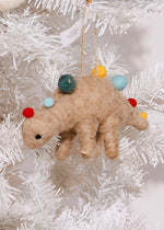 Holiday Dinosaur Ornament - Brown With Lights