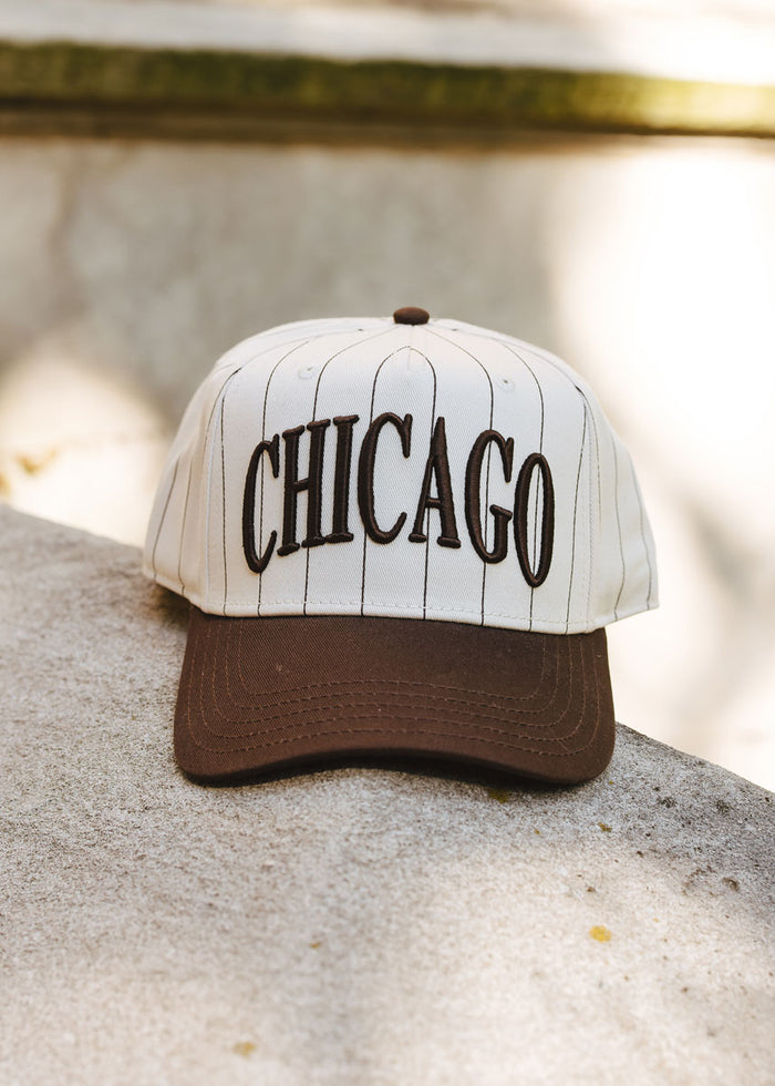 Chicago Puff Pinstripe Baseball Cap - Chocolate