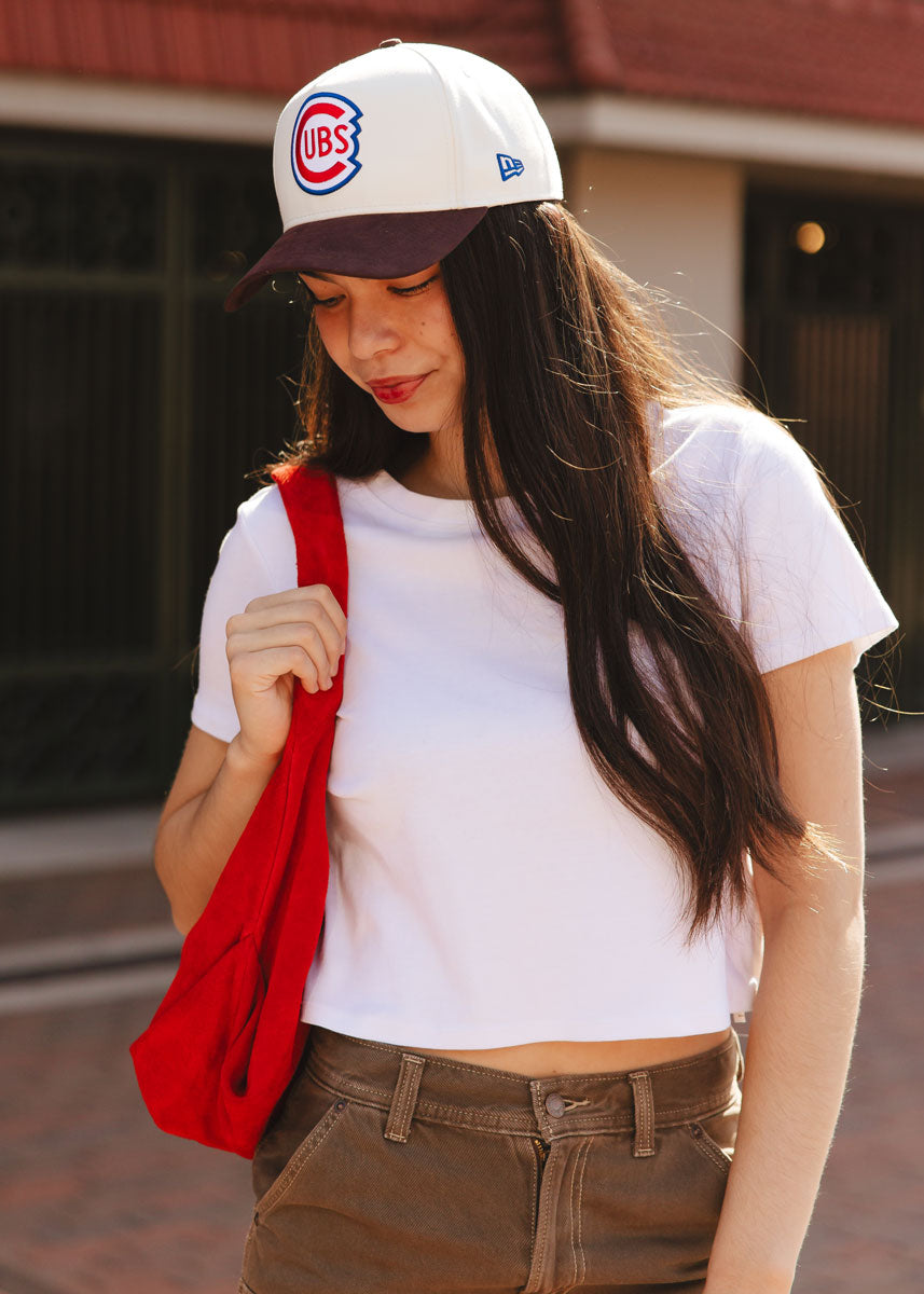 Chicago Cubs Vintage Logo Dad Hat - Ivory & Brown