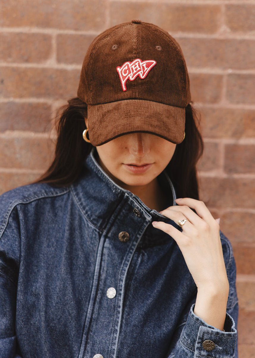 Chi Pennant Dad Hat - Brown Corduroy