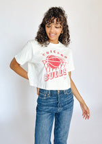 Chicago Bulls Mock Neck Crop Tee - White