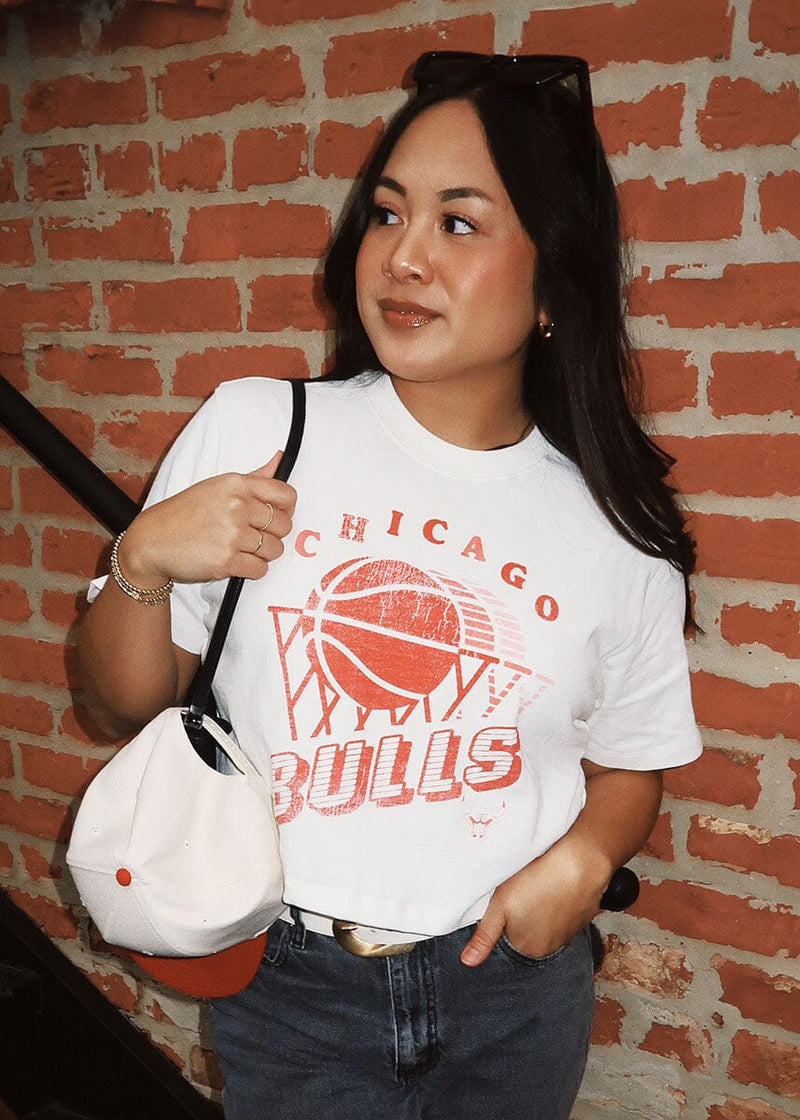 Chicago Bulls Mock Neck Crop Tee - White