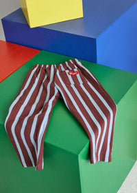 Striped French Terry Pant - Burgundy & Blue