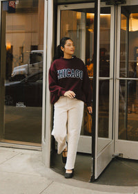 Chicago Collegiate Cord Mock Neck Sweatshirt - Burgundy & Blue